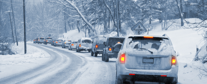 Cars on a snowy road